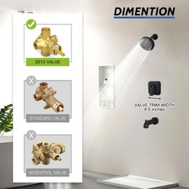 Replacement Compatible with Moen T2471BL Genta LX Posi-Temp Valve Trim Kit, Matte Black Shower Trim Kit Shower Lever Handle (Posi-Temp Valve Required)