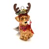 Noble Gems Golden Retriever with Antlers Glass Ornament