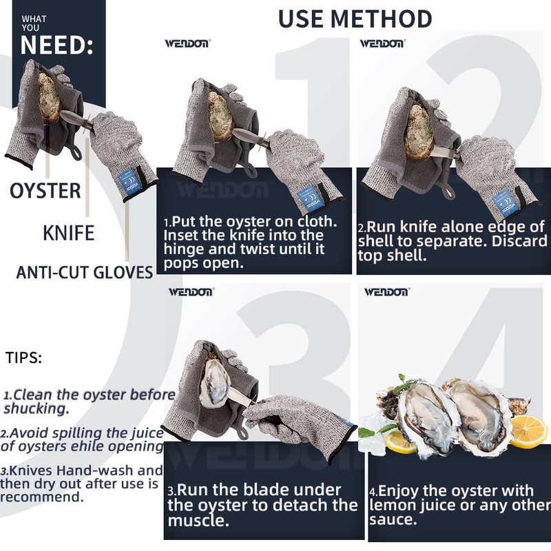 WENDOM Oyster Knife Shucker Set Oyster Shucking Knife and Gloves