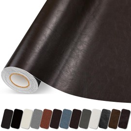 Lifenion Leather Repair Patch, Glossy Self Adhesive Leather Repair Tape, Large Vinyl Patch Kit for Couches, Sofa, Furniture, Car Seats, Office Chairs, Cabinets, Handbags（Dark Brown, 35X79 Inch）