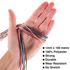 1mm String x 100m, Nylon Cord, Available in 26 Colours, Bracelet Making, Other Crafts (GREY)