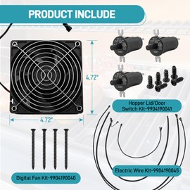 Replacement Fan, 3PC Lid/Door Switches and Wires Kit for Masterbuilt Gravity Series 560/800/1050 Digital Charcoal Grill + Smoker, Include Parts 9904190040 Fan, 9904190041 Switches, Wiring kit