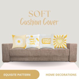 spirgear Set of 4 Cushion Covers 45x45cm, Double Sided Square Pillow Covers Decorative Pillow Case for Living Room Bedroom Sofa 18"x18", Orangeyellow