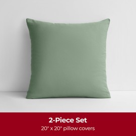 Mellanni Throw Pillow Covers - Pack of 2 Decorative Cover with Hidden Zipper - for Home Decor and Living Room Pillows - Double Brushed Microfiber - Easy Care and Quick Drying (20x20, Sage)