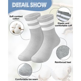 Halfchet 8 Pairs Kids Stripe Socks Cotton Crew Socks Colorful Retro Stripe Athletic Hosiery for School Kids(Rich Colors,Medium)