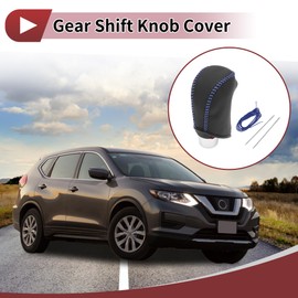 HEROFFIX 1 Pc Gear Shift Knob Cover for Nissan Rogue 2014-2016 Stick Shifting Handle Protector Black Blue Faux Leather