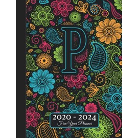 Five Year Planner: Monogram P Voodoo Style Binding I Your Initials Motivational Bullet Planner I 5 Years Appointments, Family Events, Log Book Business I Agenda & Schedule Journal I Christmas Gift