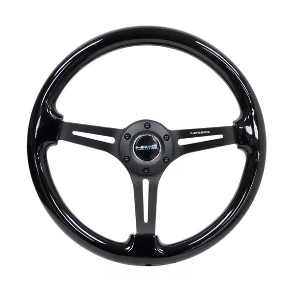 NRG (RST-018BK-BK) Reinforced Steering Wheel (350mm / 3in. Deep) Blk