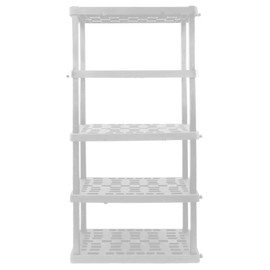 Oskar OK5S3518W Heavy Duty 5 Tier Interlocking Plastic Storage Shelves with 150lbs Capacity per Shelf - Light Weight, Compact, Easy to Assemble, White