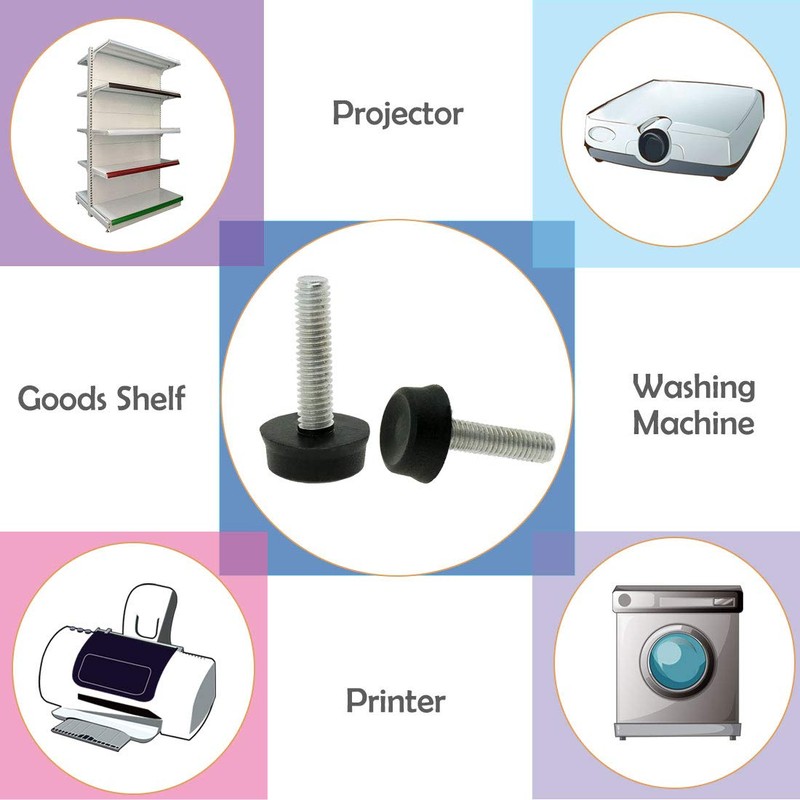 sourcing map Furniture Gliders 4 Pieces Levelling Feet M6 x