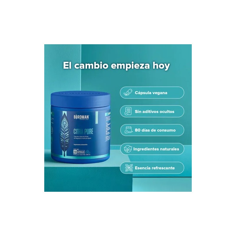 Citrato Magnesio 240 Cáps. 400mg + Bcaas & Glutamina Birdman