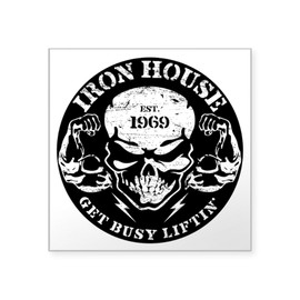 CafePress Iron House Muscle Skull Square Sticker 3 X 3 Square Bumper Sticker Car Decal