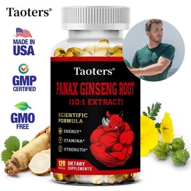 Ginseng Extract Supplement Vegetarian, non-GMO, Increases energy and endurance, Maintains balance between mind and body, Helps absorb nutrients, 2 pieces, 60 servings / 인삼추출물 보충제 채식 non-GMO 에너지와 지구력 증진 심신의 균형 유지 영양 흡수를 도와줌, 2개, 60회분