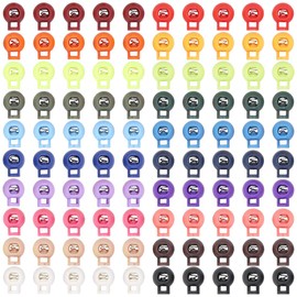 100Pcs Plastic Spring Cord Locks,Single Hole End Round Toggle Stoppers for Camping, Hiking, Sports, Backpacks,Shoelace Replacement 20 Colors