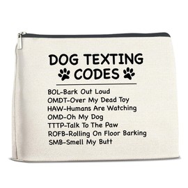 LGLZSHP Funny Gifts for Dog Lovers Makeup Bag Dog Gifts for Women Dog Owners Dog Lovers Cosmetic Bag Dog Texting Codes Zipper Makeup Pouch