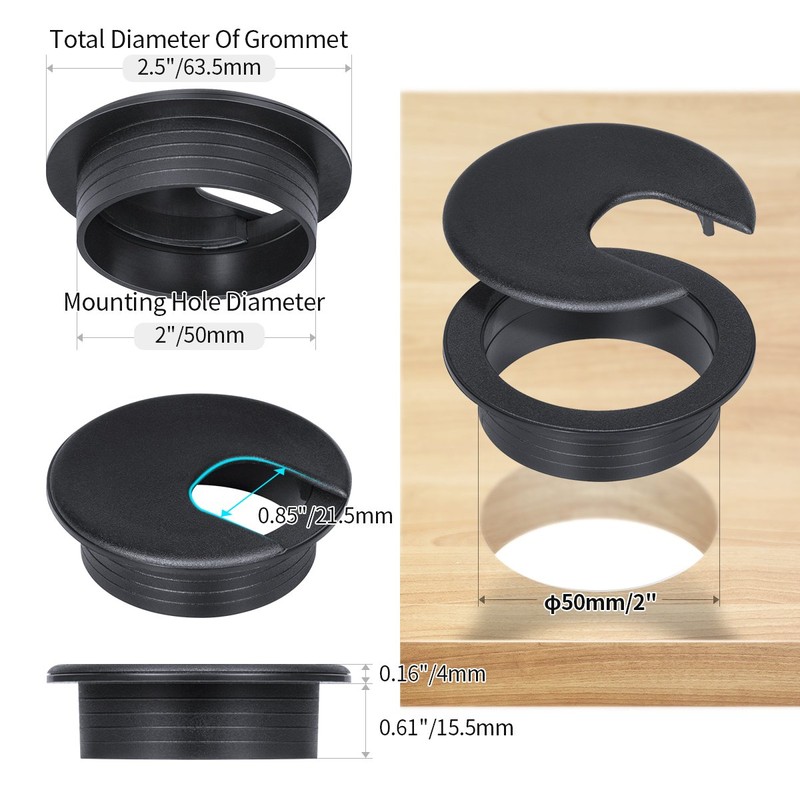 Desk Grommet 2 Inch, Plastic Desk Cord Cable Hole Cover