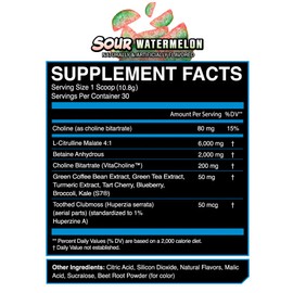 eFlow Nutrition Enflate Stimulant Free Preworkout Supplement - Pump and Focus Nootropic Pre Workout Powder to Boost Focus for Men & Women - Sour Watermelon (30 Servings)