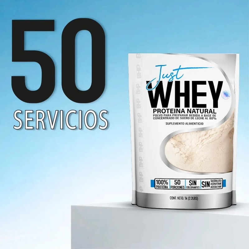 Proteína Whey BHP Nutrition Natural, 1 kg de Polvo Sin