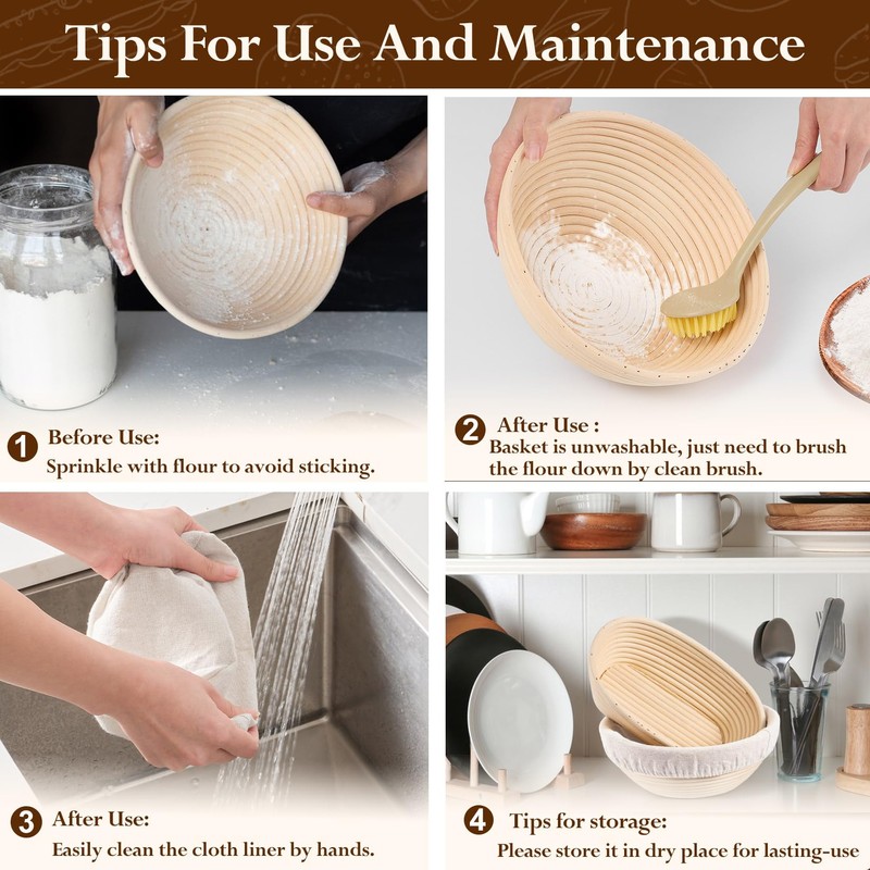 P&P CHEF Sourdough Bread Baking Supplies, 9” Round & 10”