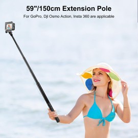 PULUZ 150cm Invisible Selfie Stick for Insta360, 1/4" Screw Extension Invisible Monopod for Insta360 One RS / X2 X3 X4 X5 for DJI Osmo 360