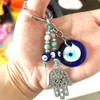 Dinaauto Turkish Evil Eye Keychain Handmade Alloy Keyring Good Luck