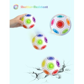 ROXENDA Magic Rainbow Ball with 12 Holes, Puzzle Ball Skill Game - Brain Teaser & Fidget Ball for Kids from 6 Years - 3 Pack(White&purple&Green)