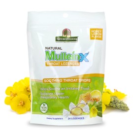 Nature's Answer Mullein‑X Respiratory Soothing Throat Lozenges 24‑Count – Alcohol‑Free Herbal Cough Support with Mullein, Marshmallow, English Ivy & Honey – Non‑GMO, Gluten‑Free
