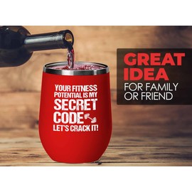 Luxe Gifting Personal Trainer Red Edition Wine Tumbler 12oz - Secret Code - Fitness Instructor Workout Coach Exercise Lover Cardio Lover Gym Coach