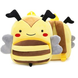 BEFUNIRISE - Mochila pequeña para niños y niñas, linda y suave de felpa con dibujos animados para niños de 2 a 6 años, Abeja, Una talla, Mochila linda
