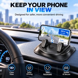 360° Rotating Car Phone Holder for GPS Navigation – Adjustable Anti-Slip Dashboard Mount for Everyday Driving