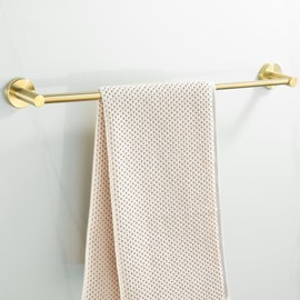 WEIKO Gold Bathroom Hardware, Accessories Set Brushed Gold includes 15 to 24 Inch Towel Bar Toilet Paper Holder Towel Ring Robe Hook Wall Mount Hand Towel Holder 4 Pieces