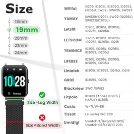 Acortjl Braided Solo Loop Watch Band - Choice of Width -18mm 19mm 20mm 22mm 24mm, Quick Release Braided Replacement Wristband Nylon Stretchy Watch Straps for Men Women, 2PCS