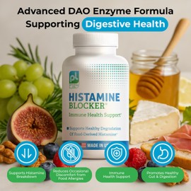DAO Supplements Histamine Blocker – Advanced DAO Enzyme Formula and Vitamin C for Histamine Digest & Intolerance Support – Diamine Oxidase DAO Supplement, 30 Capsules