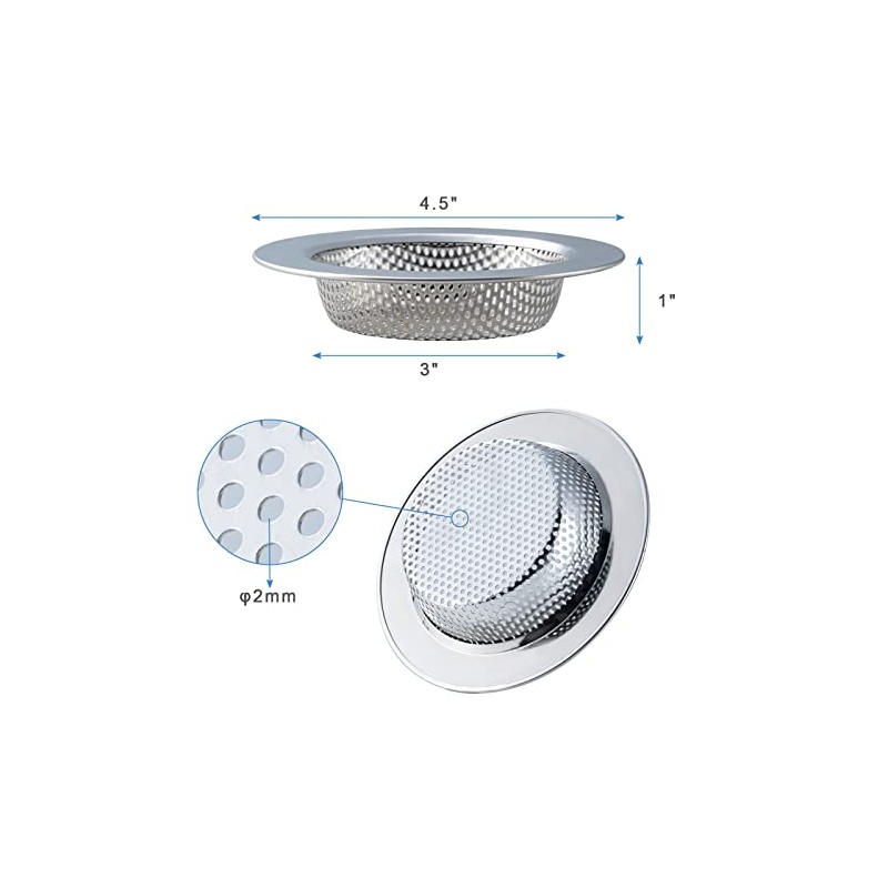 2 Pcs Sink Strainer for Most Kitchen Sink Drain Basket,