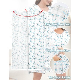 CARANXTEX Labor gowns for hospital delivery Nursing Nightown Open Back Tear Away Snap Hospital Gowns for Women(Floral White-S)
