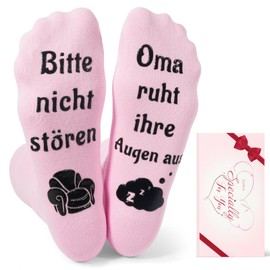 Sunia Funny Socks Gifts for Women, Non-Slip Socks Women, Mother's Day Gifts for Mum, Gifts for Mum, Grandma, Birthday Gift for Mum, Mother's Day Gift, Cotton Socks Gifts 37-45, Pink - Grandma 1