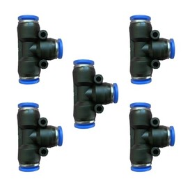 5 Pcs 5/16" x 5/16"x 5/16" Pneumatic T Shaped 3 Way Tube Reducer Connector,Quick Push to Connect Tee Fitting