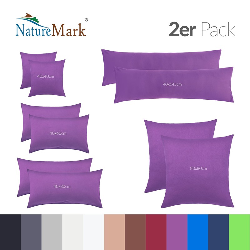 NatureMark Pack of 2 Jersey Cushion Covers, Side Sleeper Pillows,