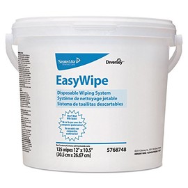 Diversey 5768748 Easywipe Disposable Wiping Refill 8 5/8 x 24 7/8 White 125/Bucket 6/Carton
