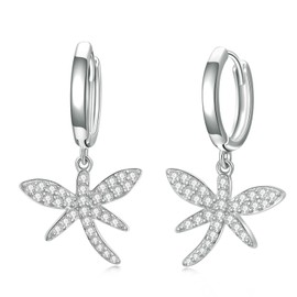Dragonfly Earrings 925 Sterling Silver Dragonfly Huggie Mini Hoop Dangle Dangling Drop Charm Earrings Insect Jewelry Gifts for Women