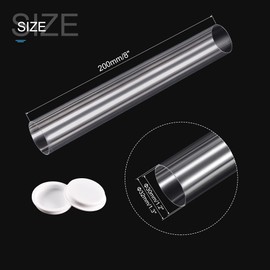 sourcing map Clear Storage Tube Small Plastic Round Tubing with Caps Rigid Bottle Container 30x32x200mm/8 Inch Diameter for Item Stored