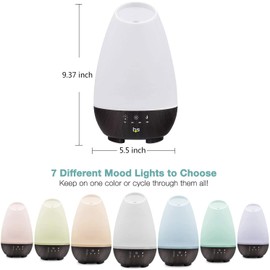 HealthSmart Essential Oil Diffuser, Cool Mist Humidifier and Aromatherapy Diffuser with 500ML Tank Ideal for Large Rooms, Adjustable Timer, Mist Mode and 7 LED Light Colors, White