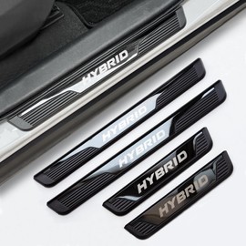 DREOOCAR 4PCS Door Sill Protectors Trims for Car Truck SUV Hybrid Accessories, Stainless Steel Cover Guard Sills Protector Door Scuff Plate Anti-Scratch Welcome Pedal Protect Black