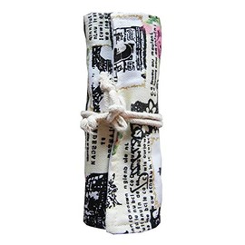 Rolling Pencil Case for Colouring Pencils - Paris Pencil Case Pencil Case for Rolling - Pencil Case Brush Roll Made of Canvas and Cotton - Ideal for Travel, School, Office, Art, White, bohemian