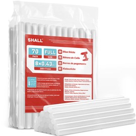 SHALL Full Size Hot Glue Sticks, 0.43” Dia x 8” Long, 70-Pack Clear Hot Melt Glue Gun Sticks for All-Temp Glue Guns, Multipurpose for Kids Adults DIY Art Craft Sealing Repairing Festival Decoration | SHALL