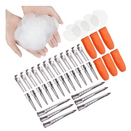 150 protectores de calor para extensiones de cabello con 30 clips de pelo, espaciadores redondos circulares y de un solo agujero, plantillas protectoras de pegamento de queratina de fusión de PVC transparente para extensiones de cabello