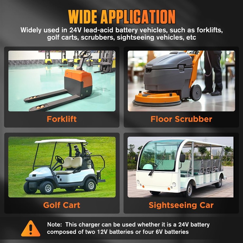 YUANRI Forklift Battery Charger 24V 25A, IP67 Waterproof, 24 Volt