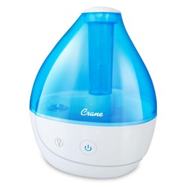 Crane Personal Ultrasonic Cool Mist Humidifier – 1.5 Liter, 8-Hour Run Time, Whisper Quiet, Auto Shut-Off, Filter-Free for Small Rooms, Offices, Nursery, Travel