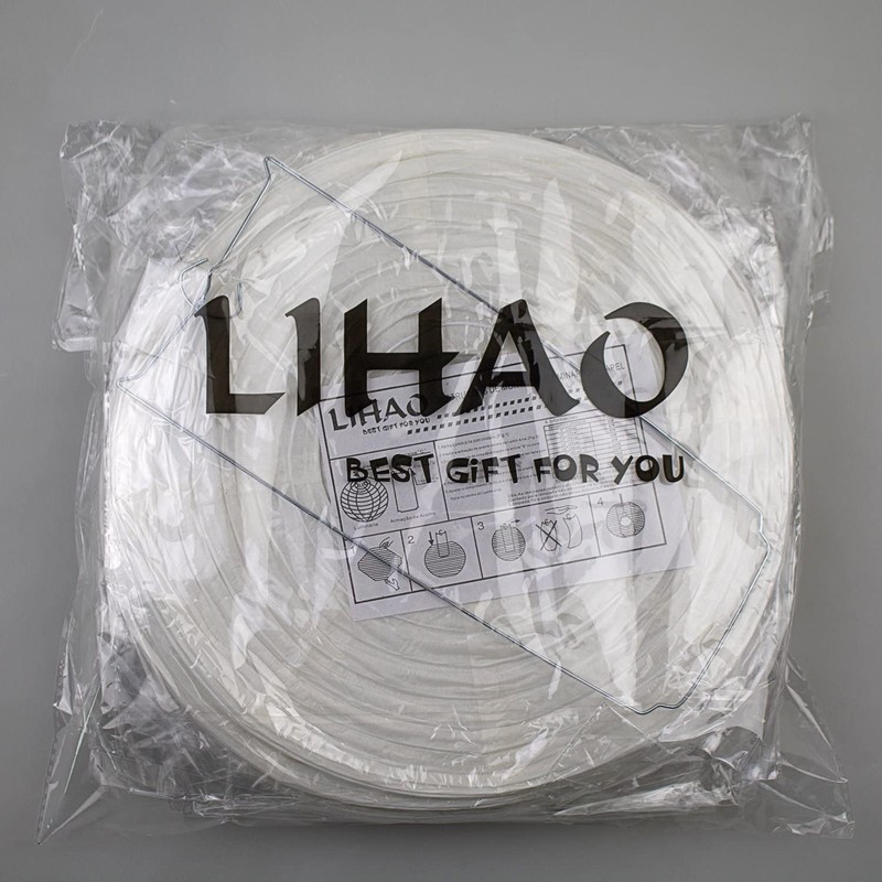 LIHAO Paper Lanterns, White Paper Lanterns, Paper Lanterns, 10 Pieces,