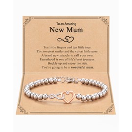 POWWA New Mum Gifts，Mum Mummy To Be Gifts Infinity Bracelet for New Mums Christmas